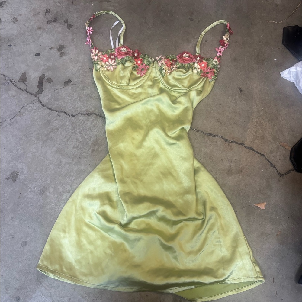 Princess Polly Light Green Floral Mini Dress